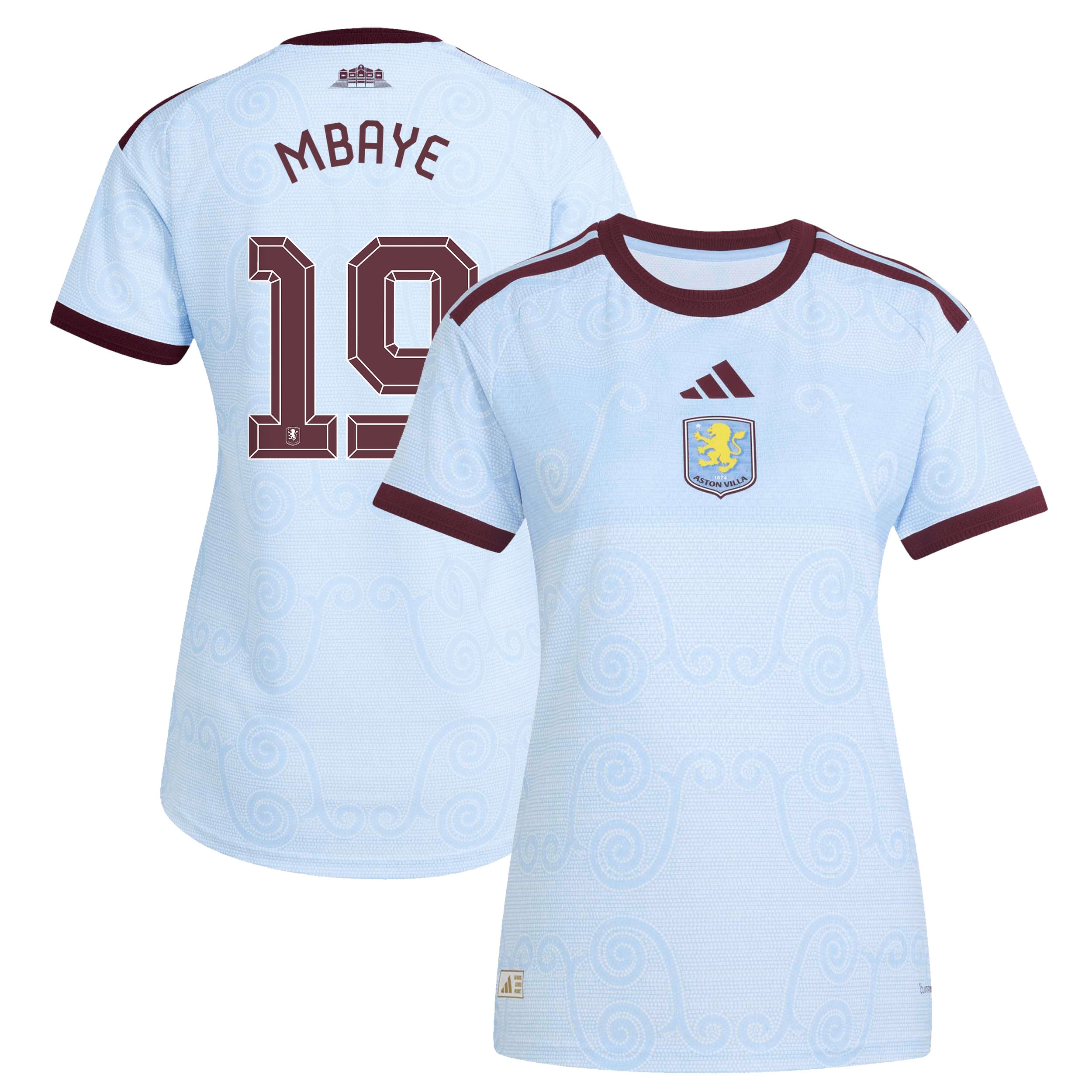 Aston Villa adidas Third Authentic Shirt 2026-27 - Womens with Mbaye 19 Cup printing, , rebel_hi-res