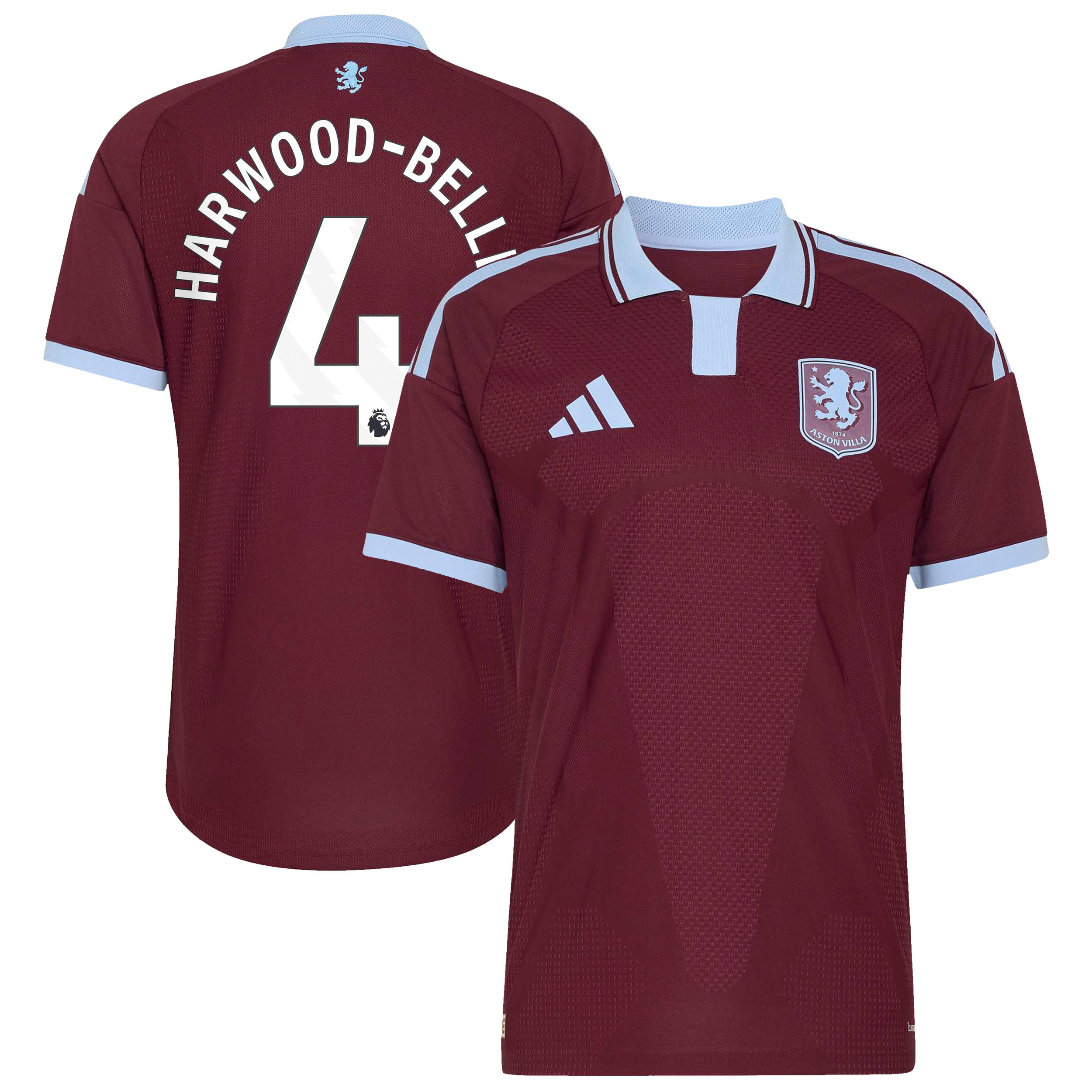 Aston Villa adidas Home Authentic Shirt 2026-27 with Harwood-Bellis 4 printing