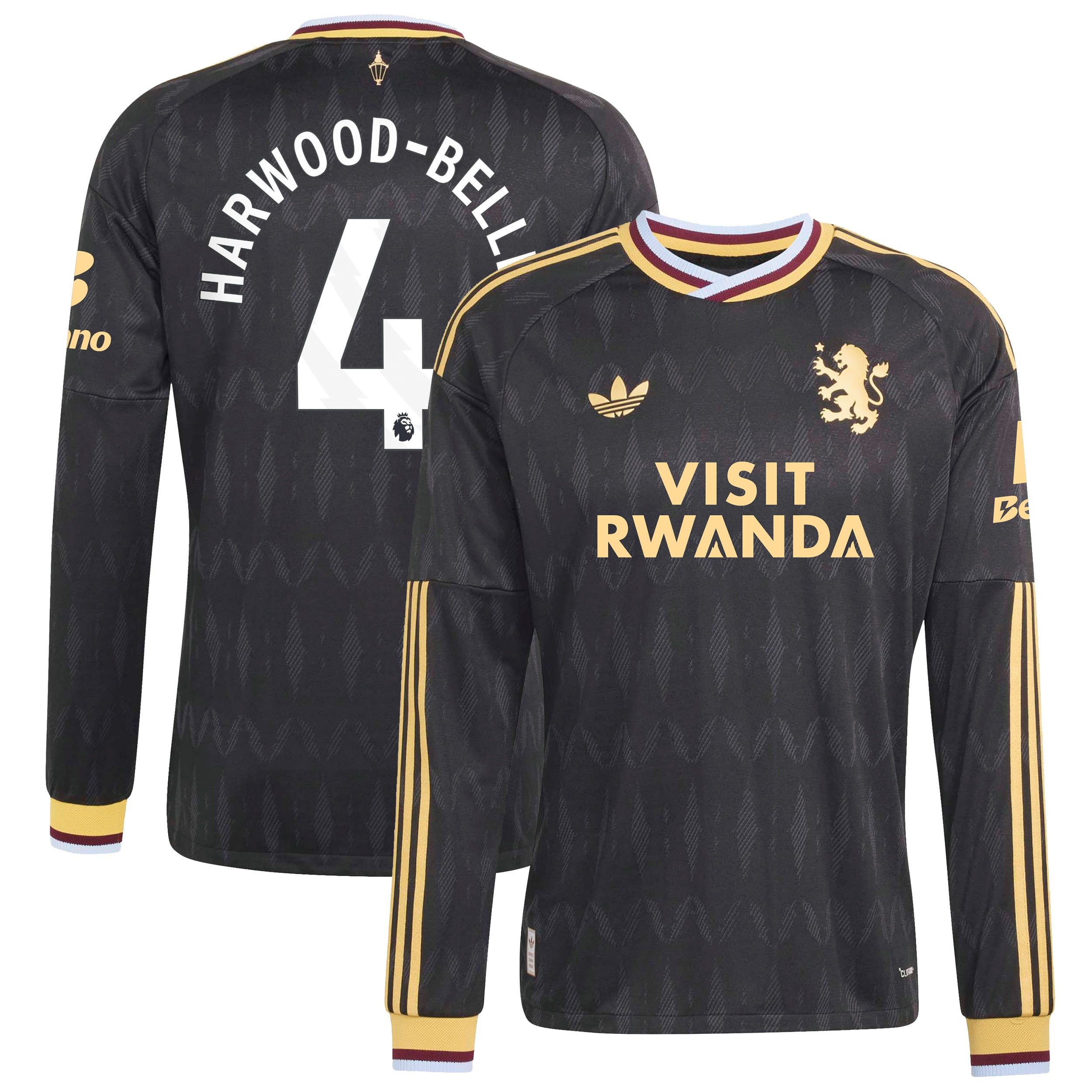 Aston Villa adidas Away Authentic Shirt 2026-27 - Long Sleeve with Harwood-Bellis 4 printing