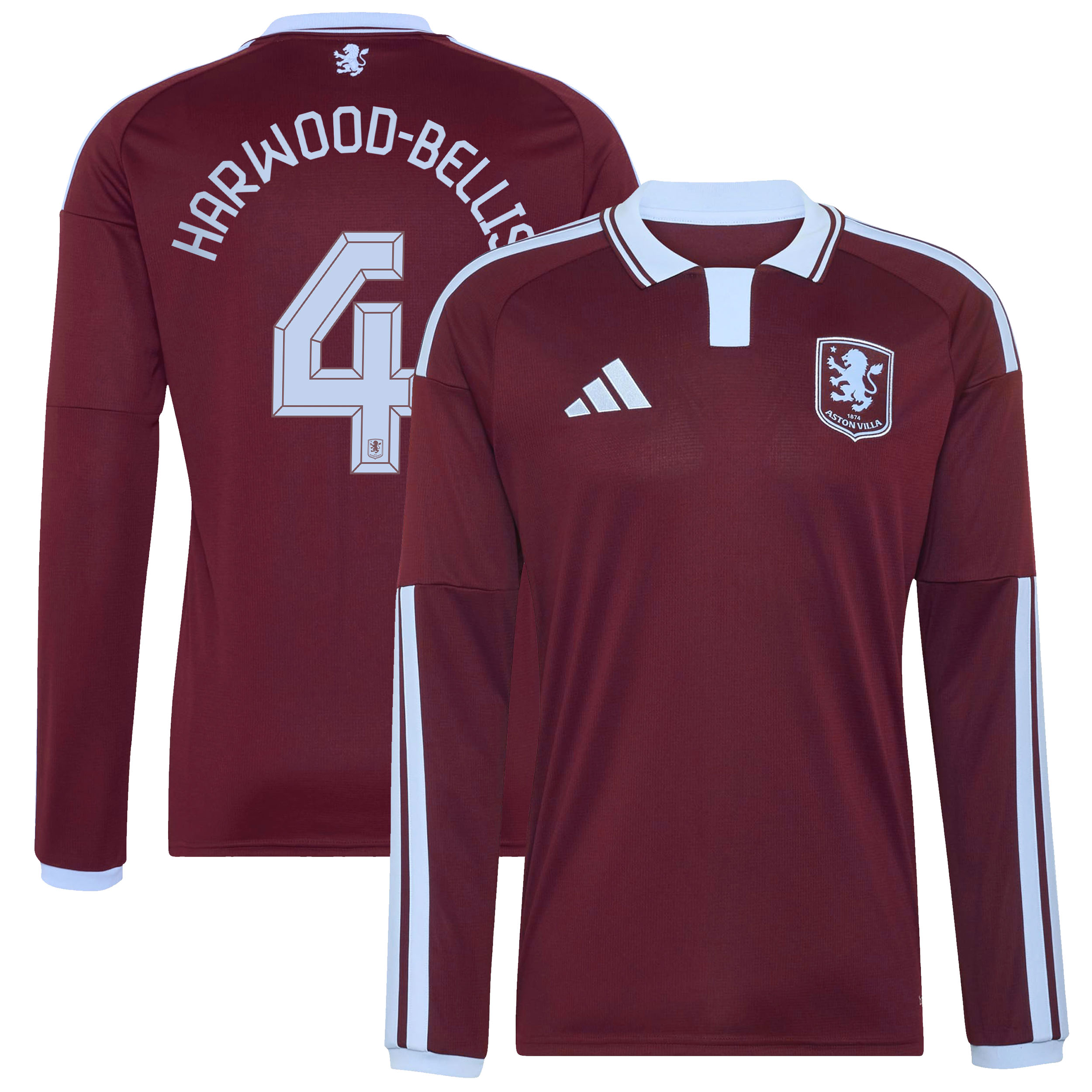 Aston Villa adidas Home Shirt 2026-27 - Long Sleeve with Harwood-Bellis 4 Cup printing, , rebel_hi-res