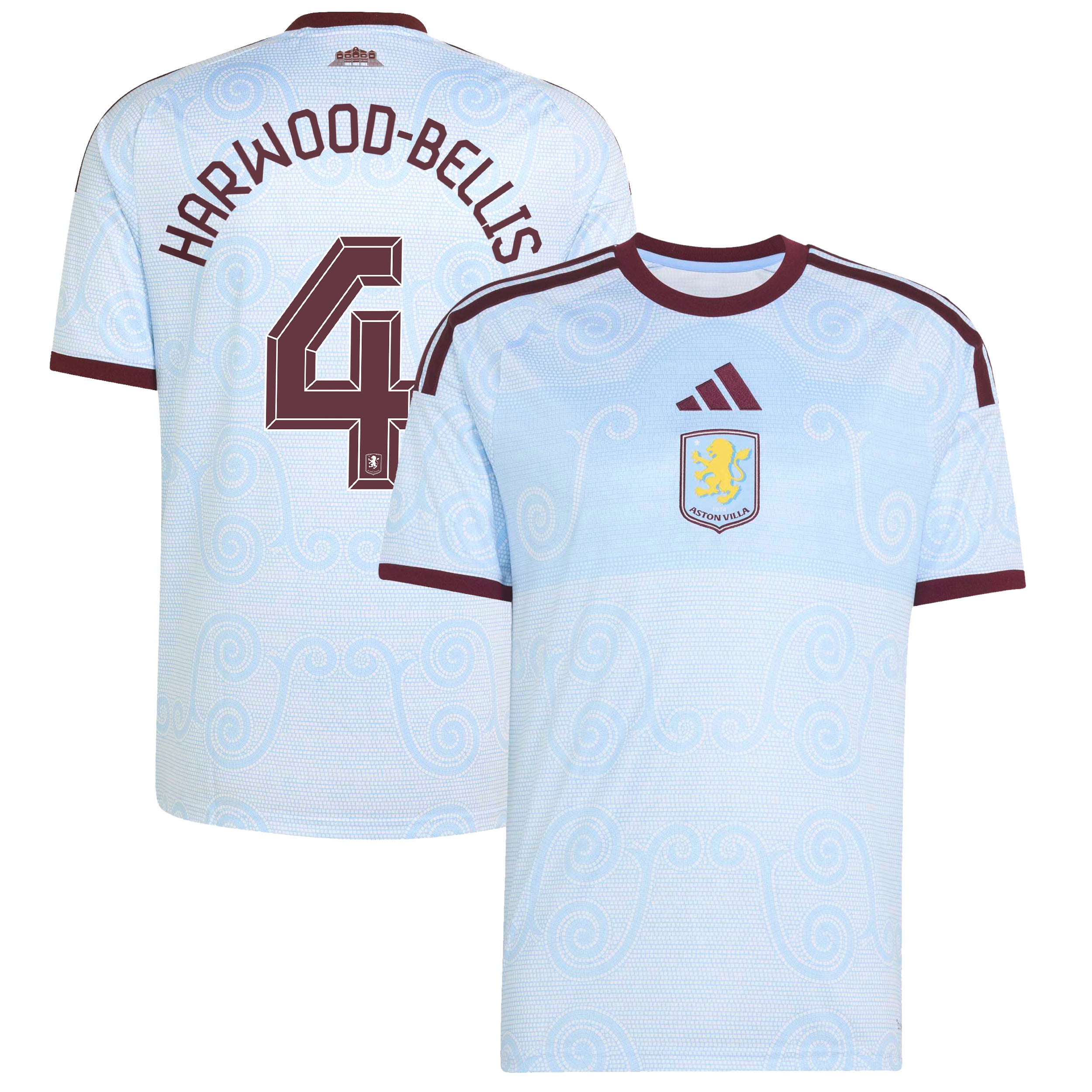Aston Villa adidas Third Shirt 2026-27 with Harwood-Bellis 4 Cup printing