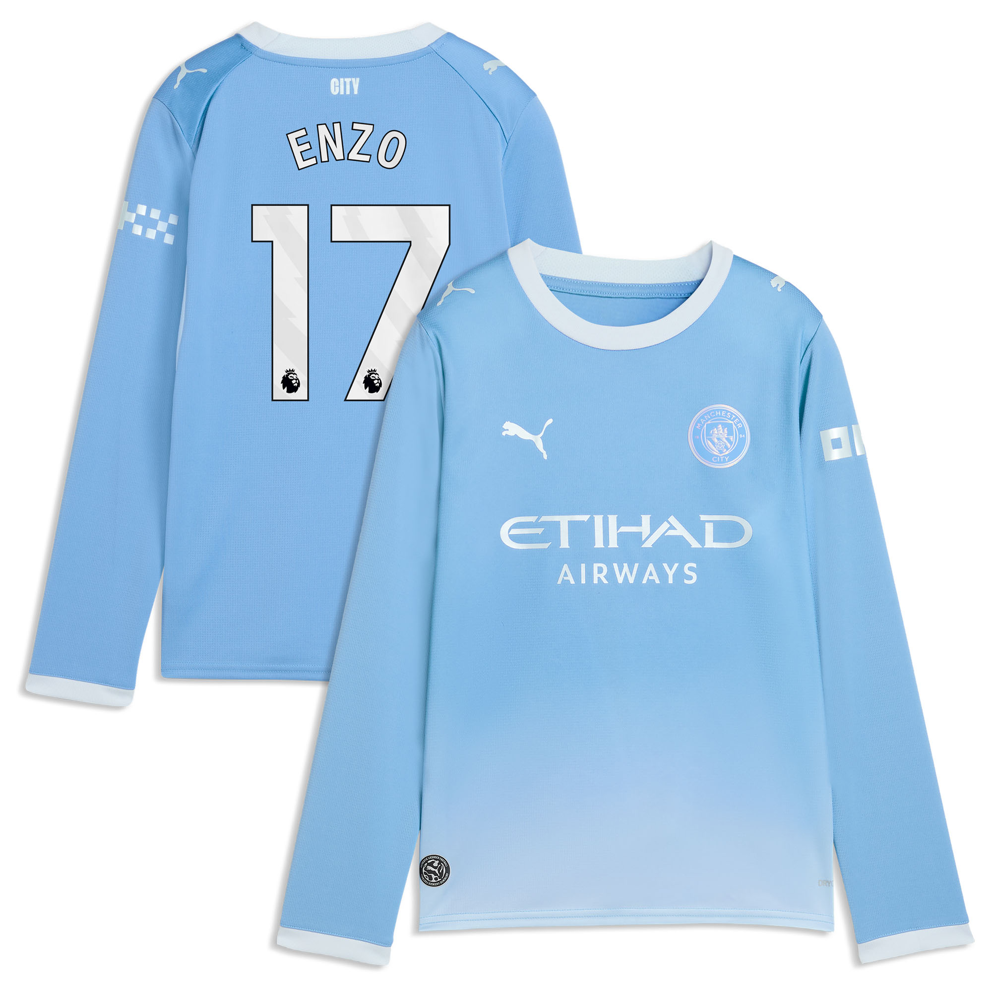 Manchester City Puma Home Shirt 2026-27 - Long Sleeve - Kids with Enzo 17 printing, , rebel_hi-res