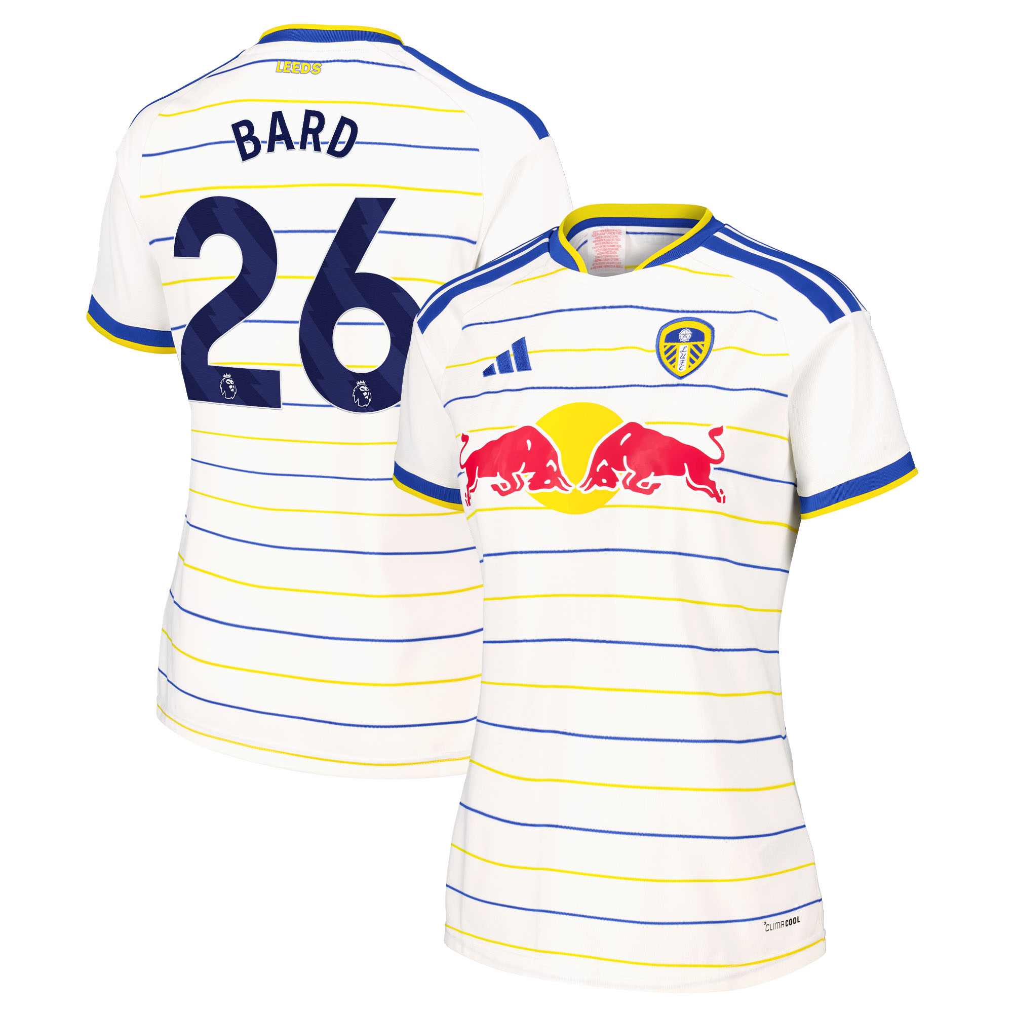 Leeds United adidas Home Shirt 2026-27 - Womens with Bard 26 printing, , rebel_hi-res