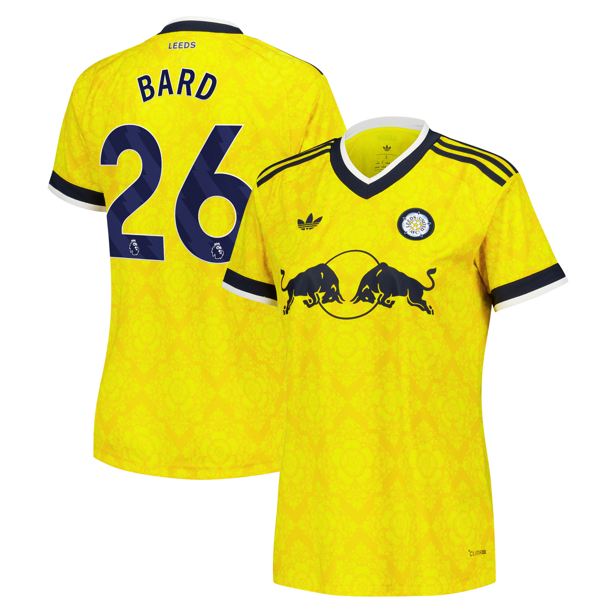 Leeds United adidas Away Shirt 2026-27 - Womens with Bard 26 printing, , rebel_hi-res