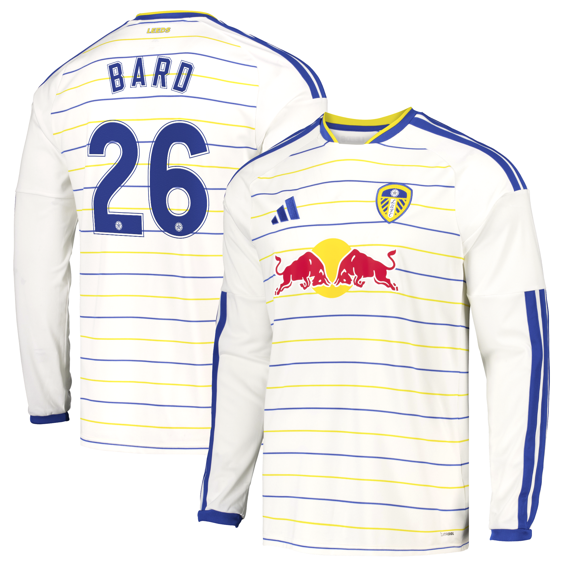 Leeds United adidas Home Shirt 2026-27 - Long Sleeve with Bard 26 Cup printing, , rebel_hi-res