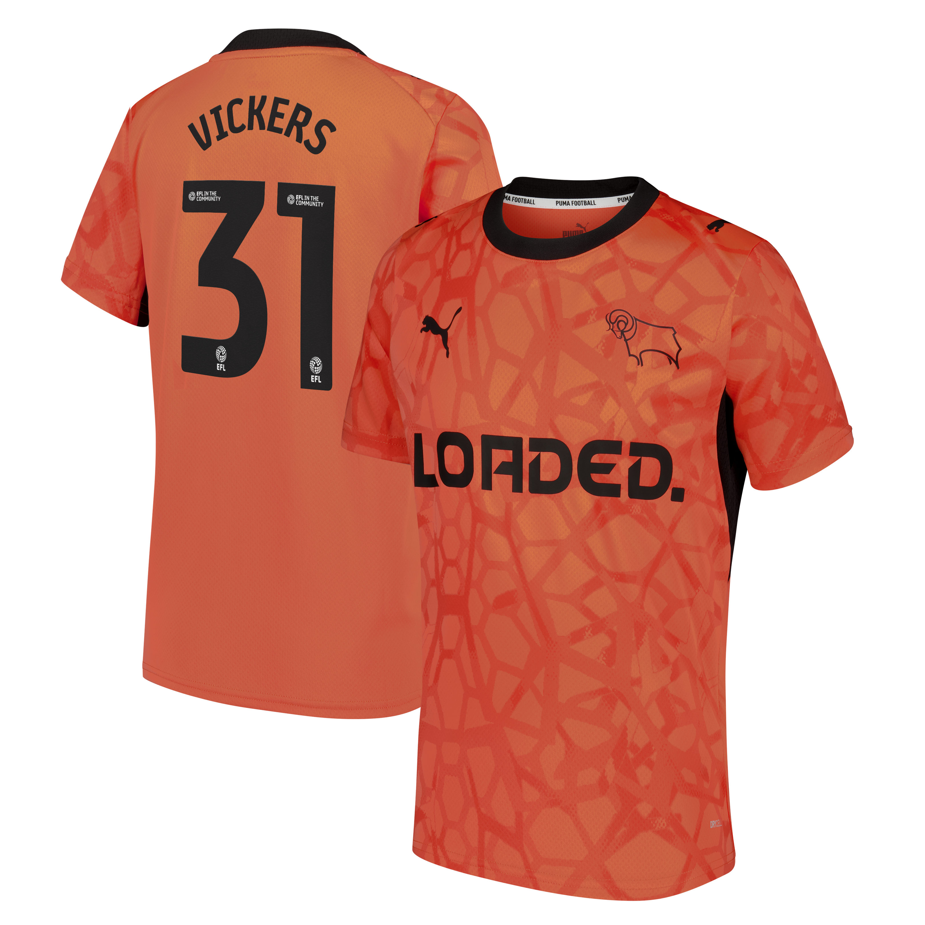 Derby County PUMA Goalkeeper Shirt 2026-27 - Kids with Vickers 31 printing, , rebel_hi-res