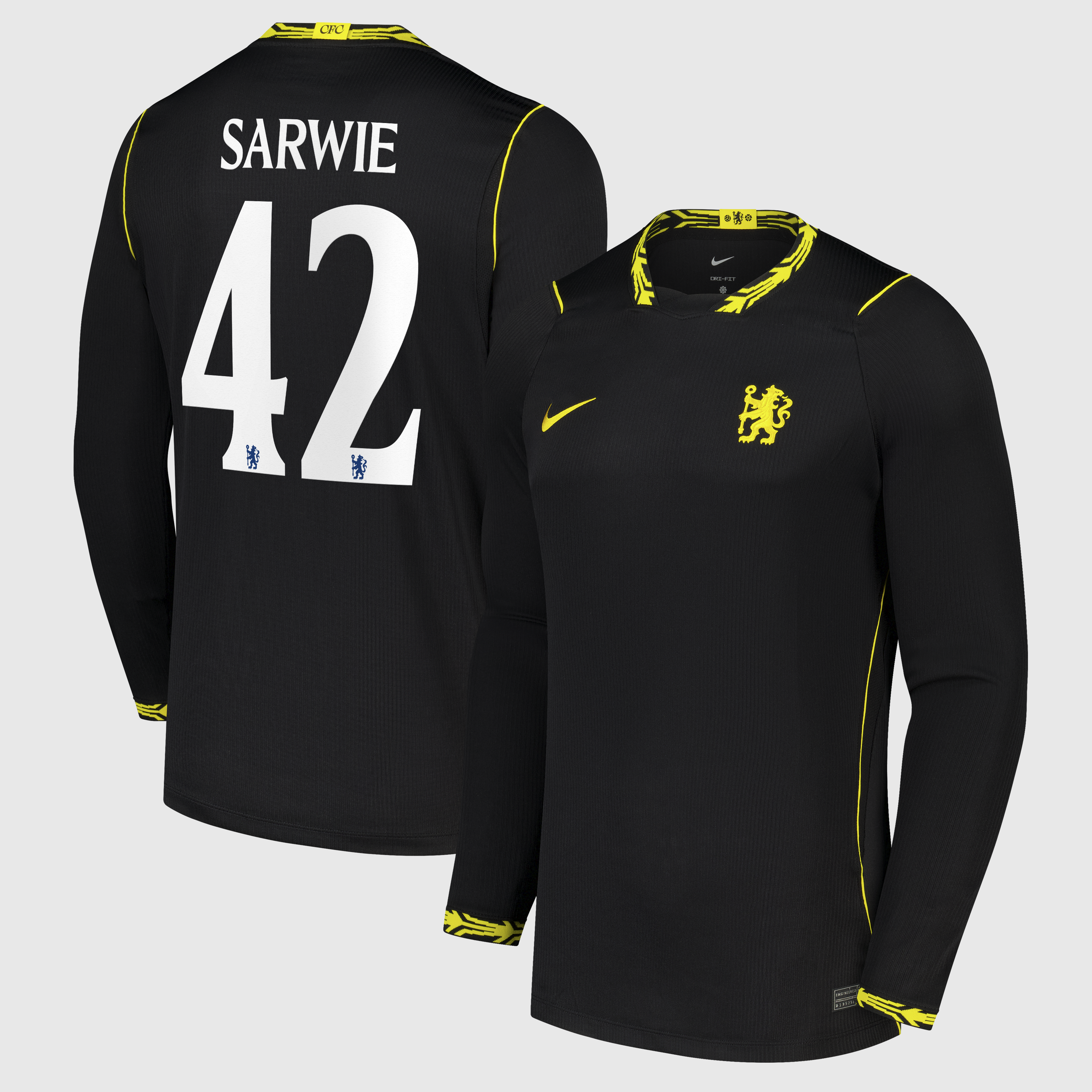Chelsea Cup Nike Away Stadium Long Sleeve Shirt 2026-27 with Sarwie 42 printing, , rebel_hi-res