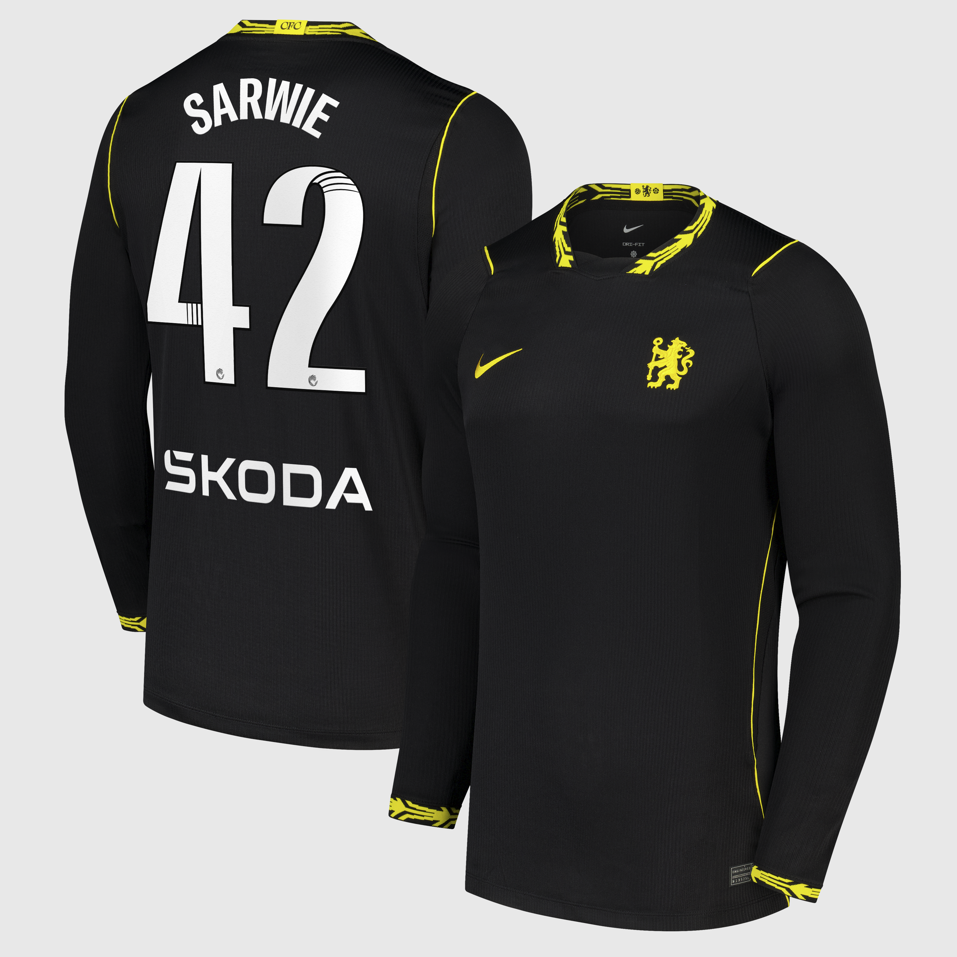 Chelsea WSL Nike Away Stadium Long Sleeve Shirt 2026-27 with Sarwie 42 printing, , rebel_hi-res