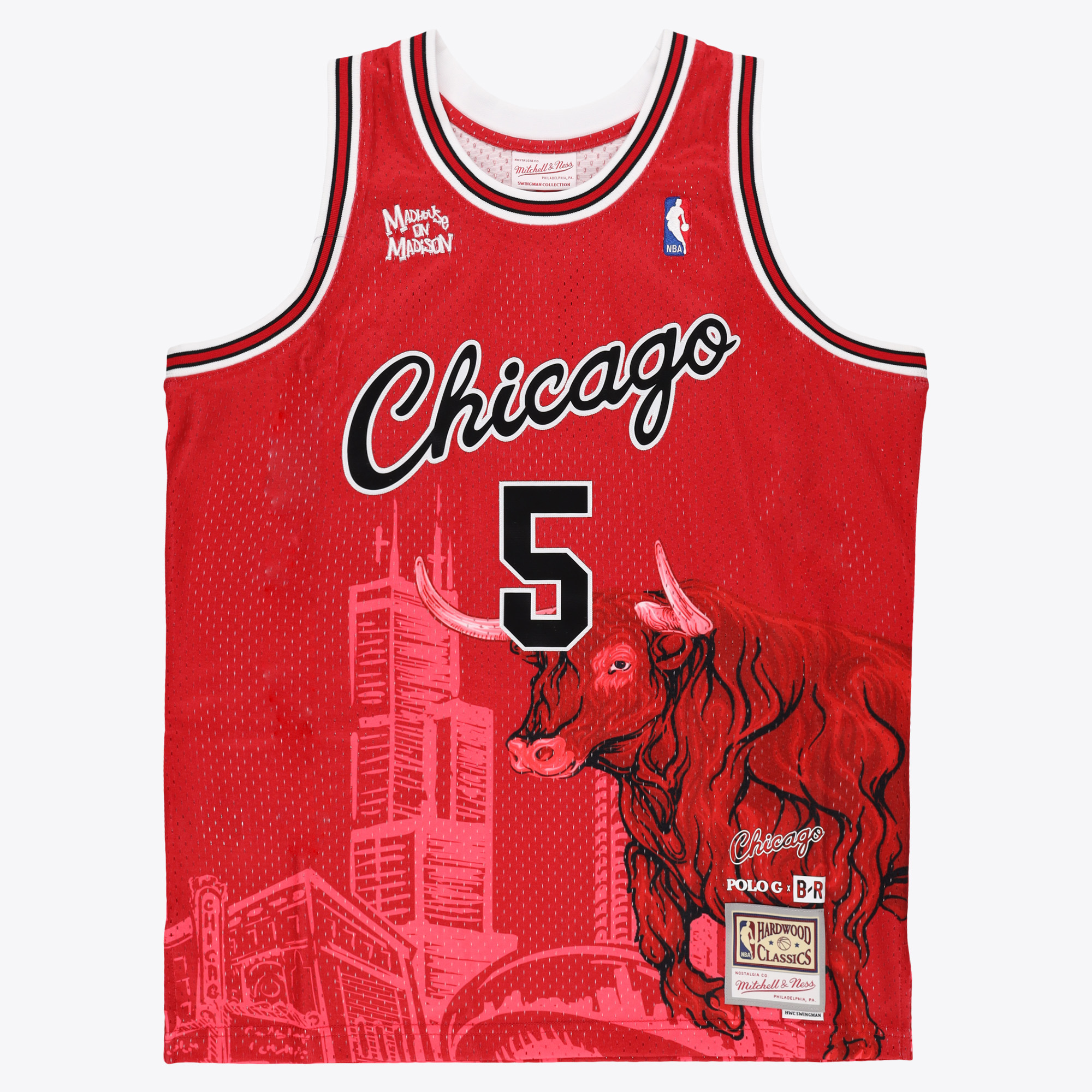 Chicago Bulls Mitchell & Ness X Polo G BR Remix Jersey &ndash; Red, , rebel_hi-res