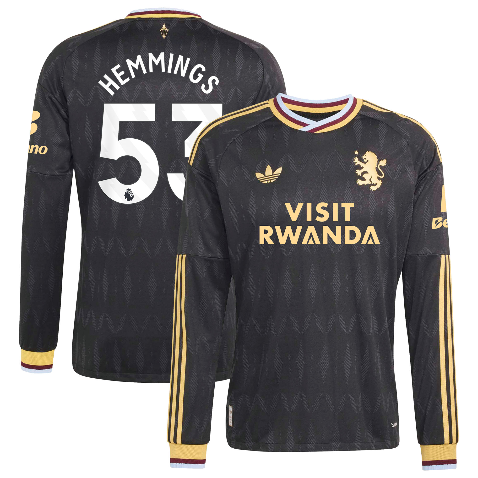 Aston Villa adidas Away Authentic Shirt 2026-27 - Long Sleeve with Hemmings 53 printing, , rebel_hi-res