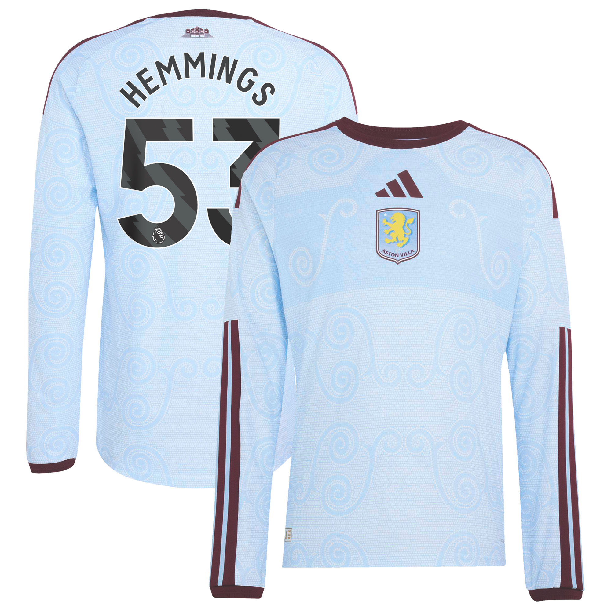 Aston Villa adidas Third Authentic Shirt 2026-27 - Long Sleeve with Hemmings 53 printing, , rebel_hi-res