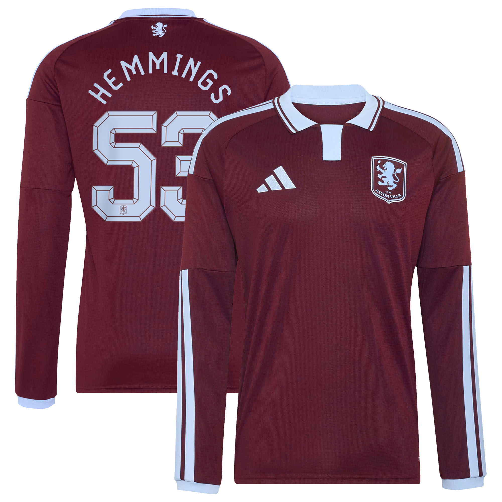 Aston Villa adidas Home Shirt 2026-27 - Long Sleeve with Hemmings 53 printing, , rebel_hi-res