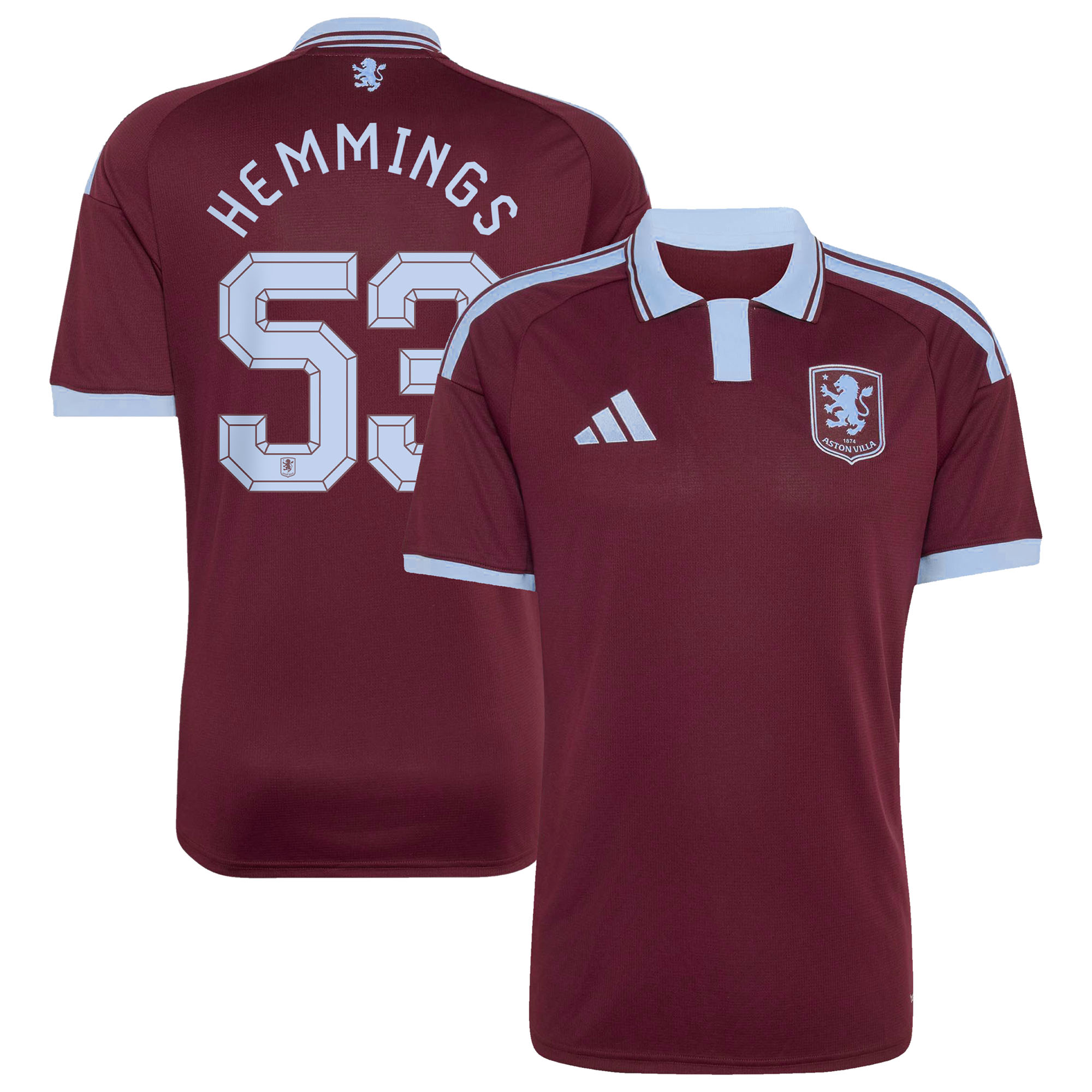 Aston Villa adidas Home Shirt 2026-27 with Hemmings 53 printing, , rebel_hi-res