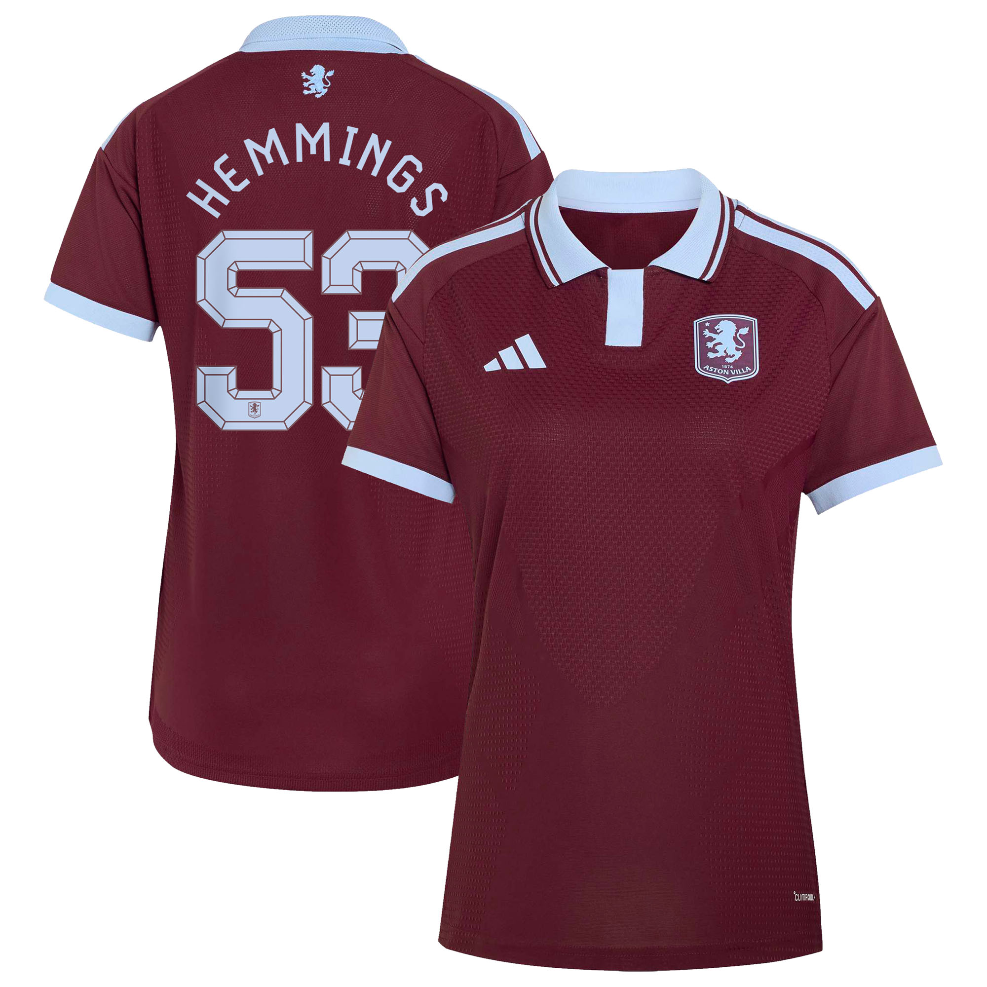 Aston Villa adidas Home Authentic Shirt 2026-27 - Womens with Hemmings 53 printing, , rebel_hi-res