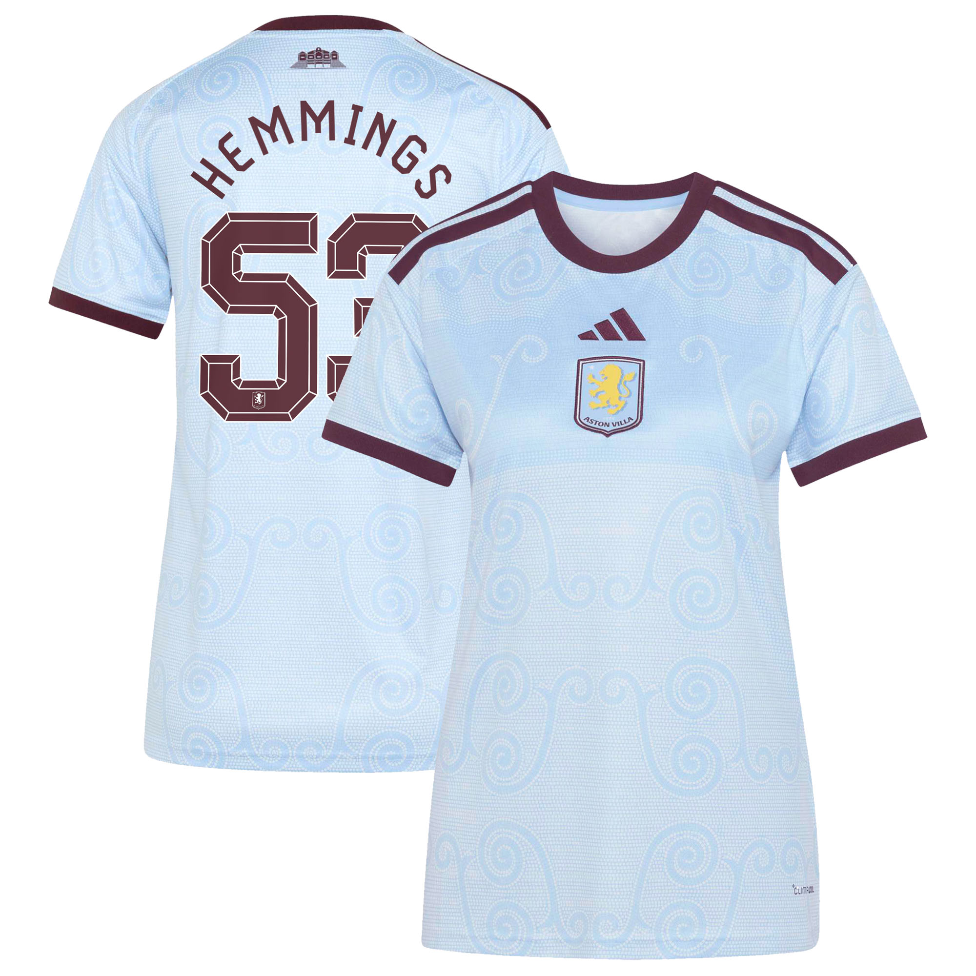 Aston Villa adidas Third Shirt 2026-27 - Womens with Hemmings 53 printing, , rebel_hi-res