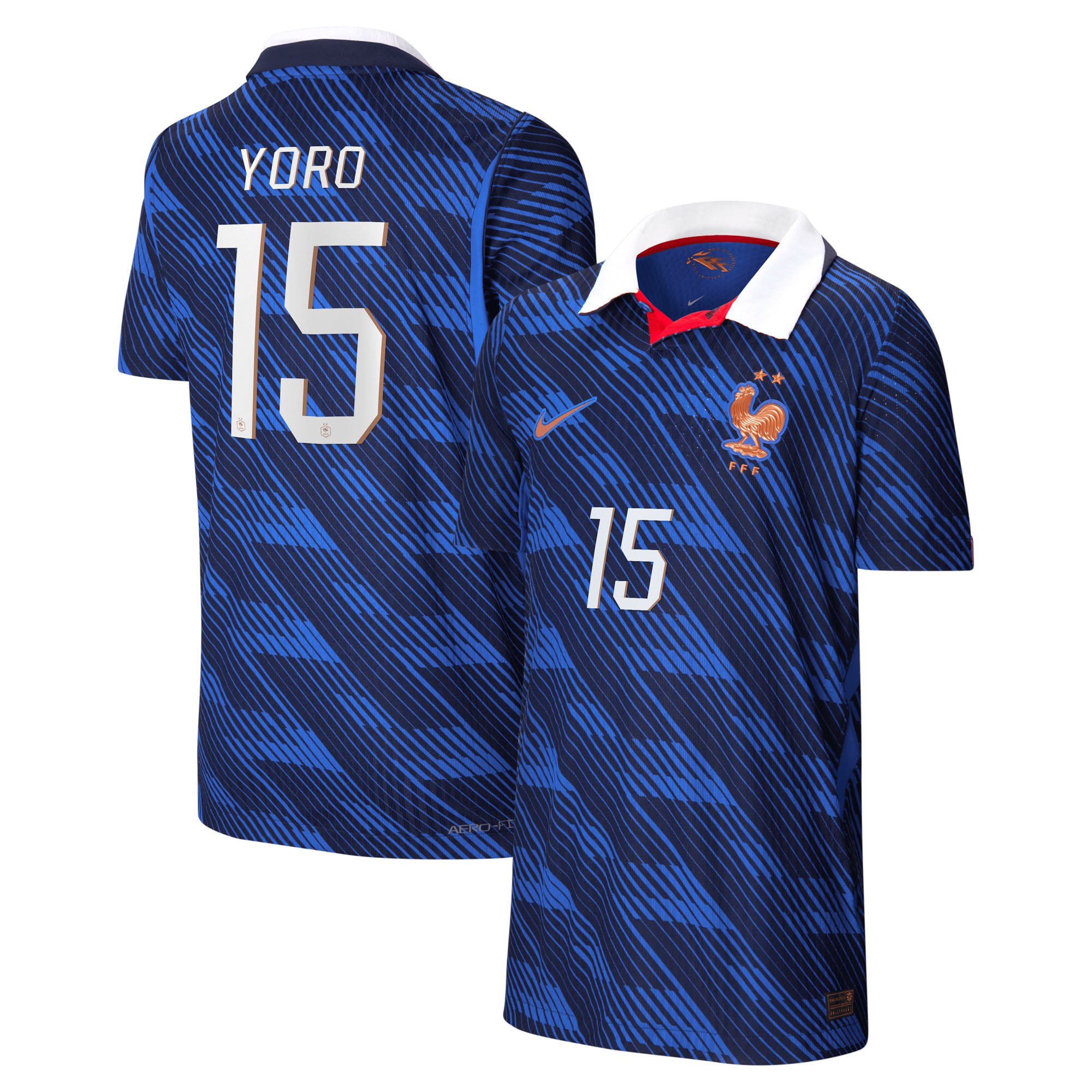 France National Team Nike Home Aero-FIT Match Shirt 2026 - Kids with Yoro 15 printing, , rebel_hi-res