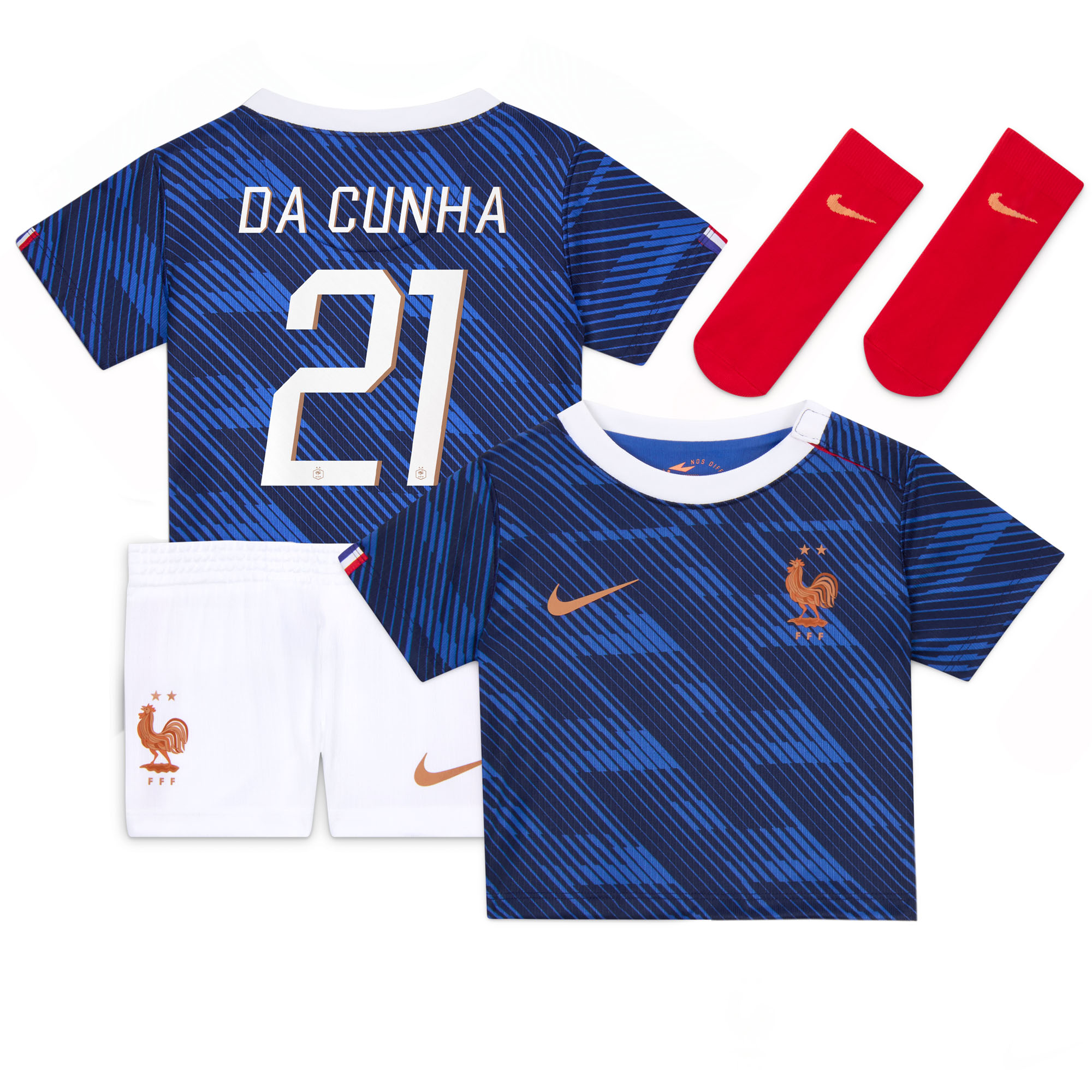 France Nike Home Stadium Mini Kit 2026 - Infants with Da Cunha 21 printing, , rebel_hi-res