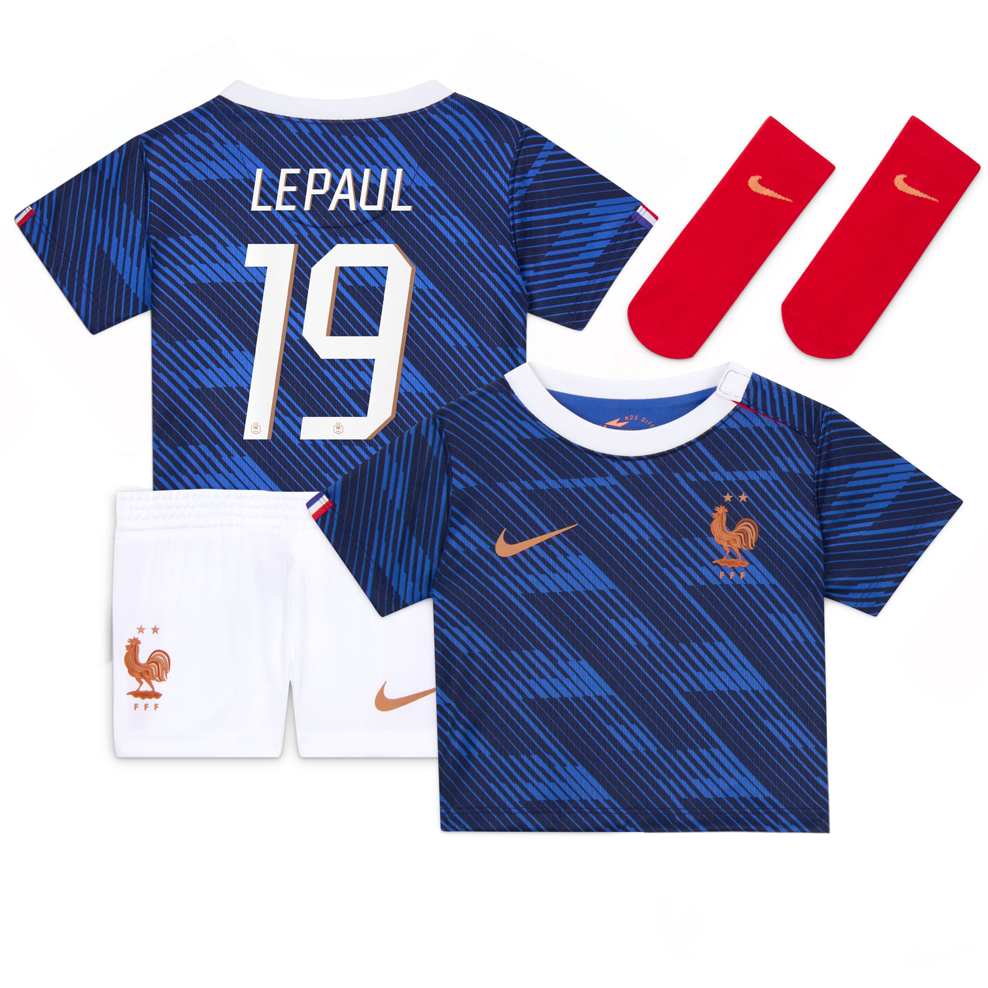 France Nike Home Stadium Mini Kit 2026 - Infants with Lepaul 19 printing, , rebel_hi-res