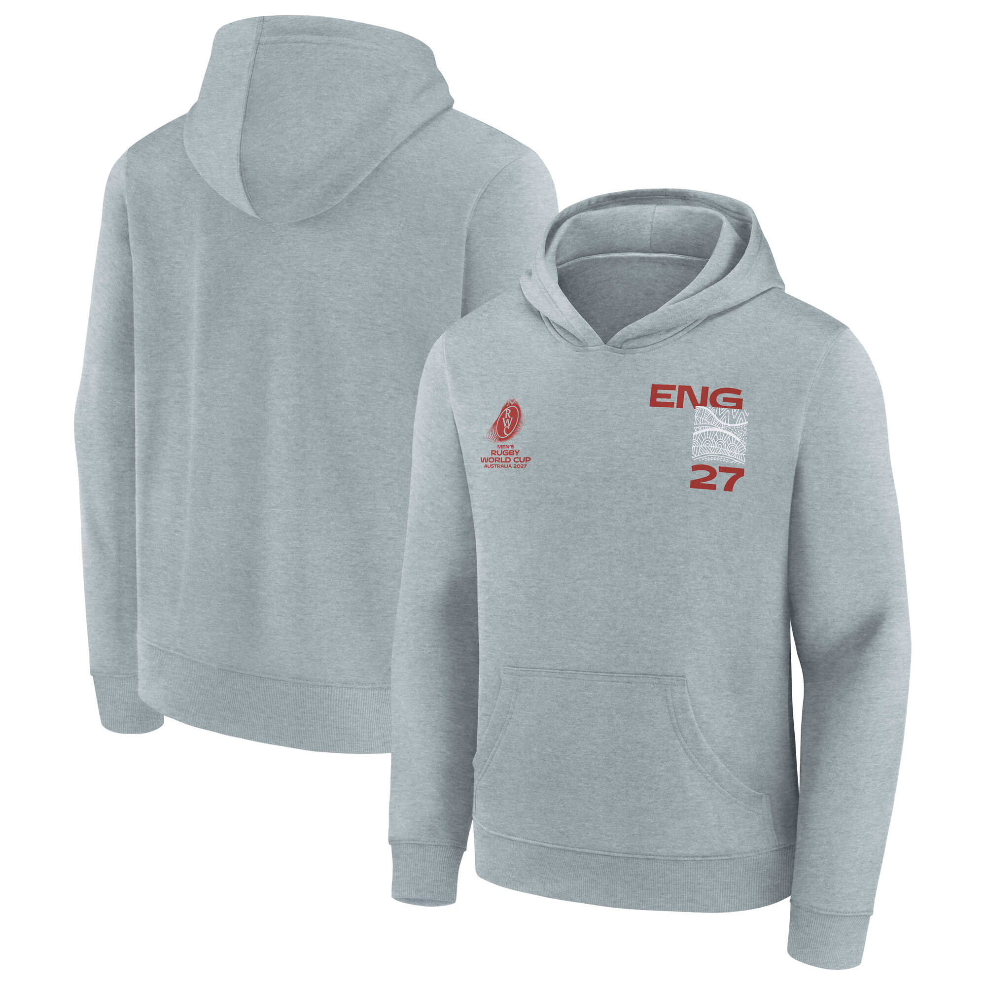 England Rugby Supporter Graphic Hoodie - Sports Grey - Kids, , rebel_hi-res