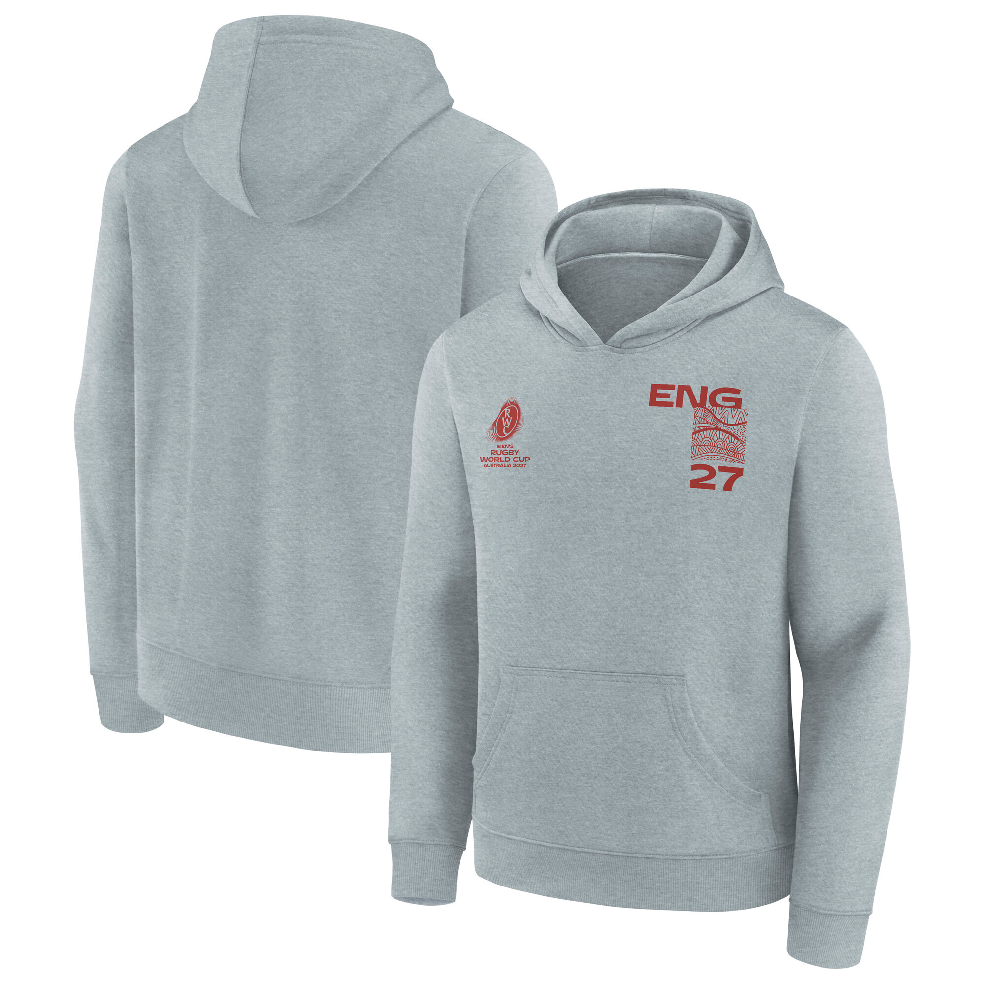 England Rugby Supporter Graphic Hoodie - Sports Grey - Kids, , rebel_hi-res