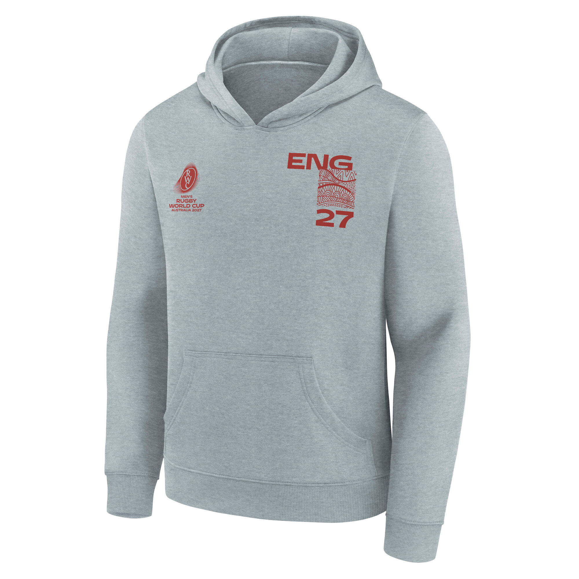 England Rugby Supporter Graphic Hoodie - Sports Grey - Kids, , rebel_hi-res